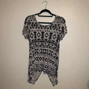 White and black, open back shirt